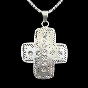 Vintage Taxco Mexico Large Sterling silver hand stamped cross pendant